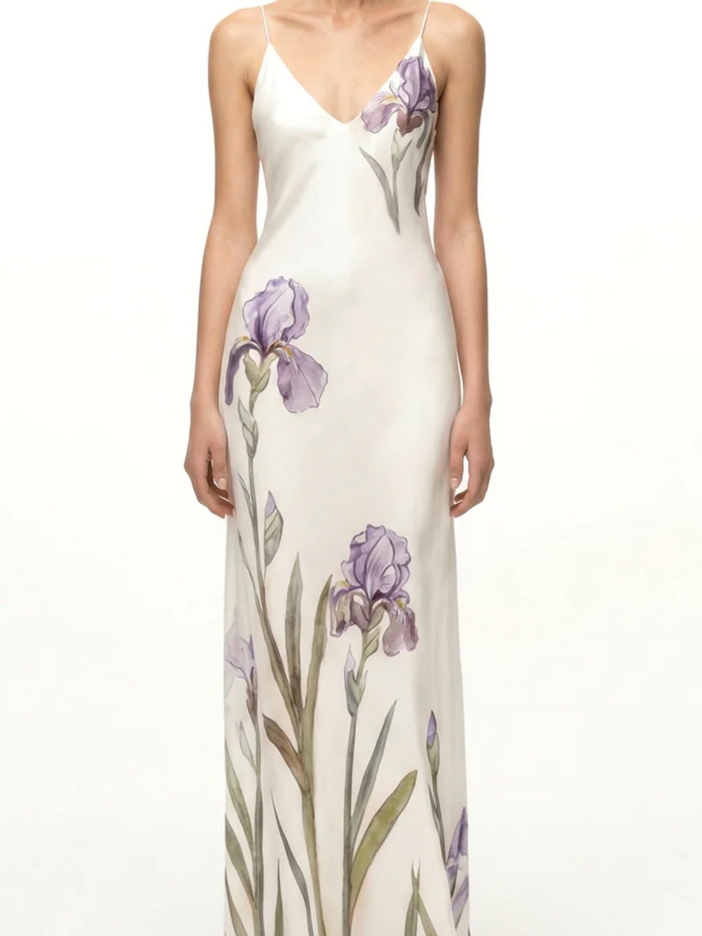 Jw Pei Iris Dress Ivory Slip Dress With Lavender Floral Print Size 10 Nwt